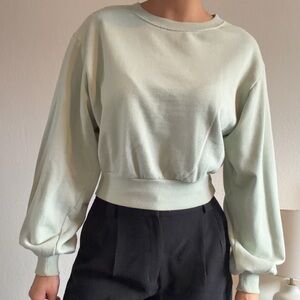 Mint Green Balloon Sleeve Sweater